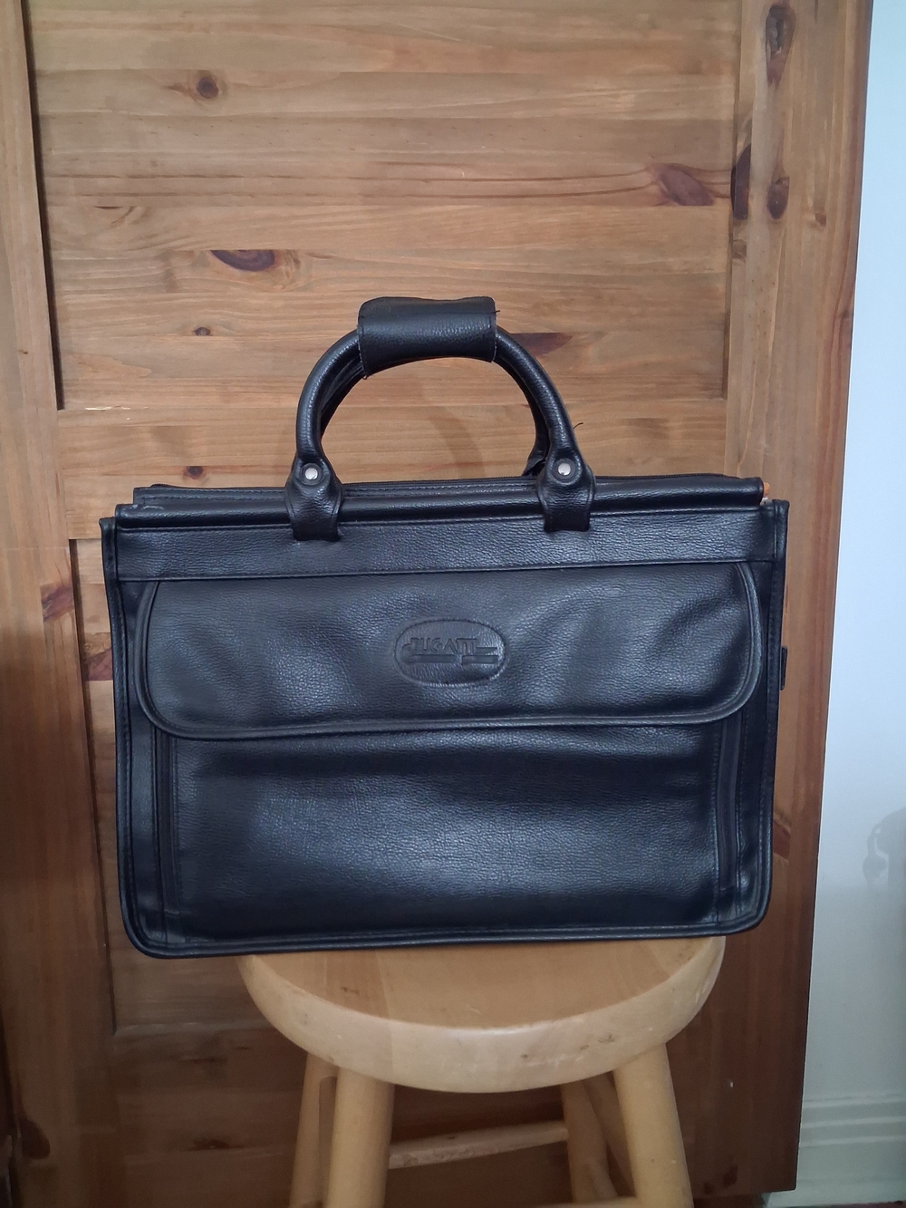 Vintage Bugatti Black Leather Briefcase  Bag Laptop Bag Men Briefcase Leather